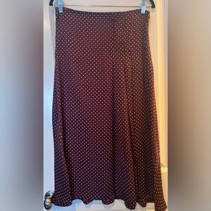 Zara Woman Brown Dot Silky Skirt. Size Large.
